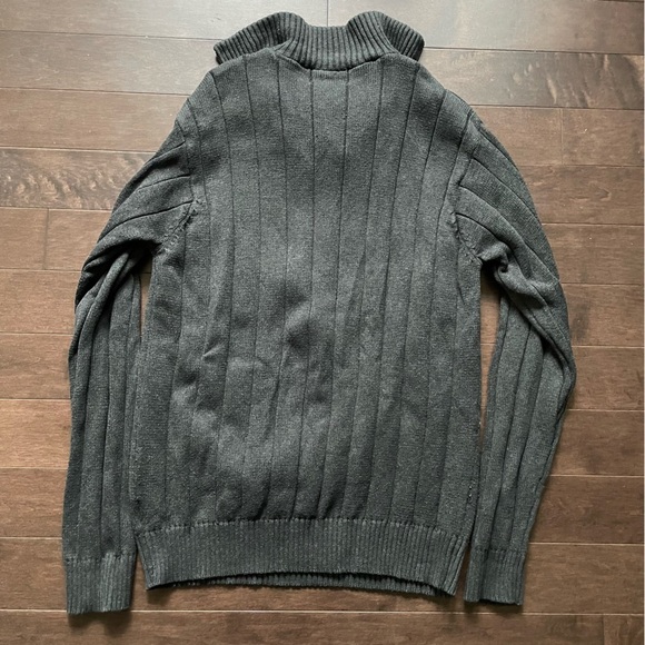 London Fog Navy Blue Zip Collar Sweater Men’s Medium 100% Cotton - Picture 7 of 8